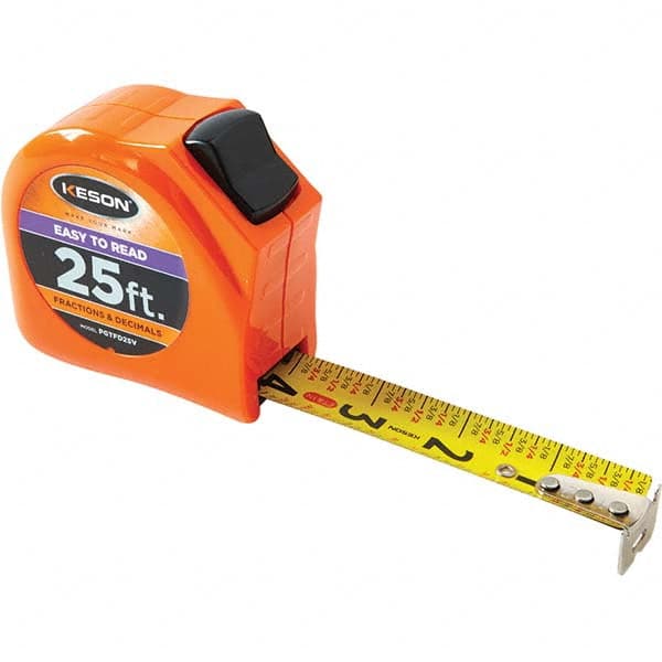 Keson - 25' x 1" Yellow Blade Tape Measure - USA Tool & Supply