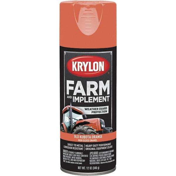Krylon - Kubota Orange, 12 oz Net Fill, Gloss, Farm & Equipment Spray Paint - 12 oz Container, Use on Equipment - USA Tool & Supply