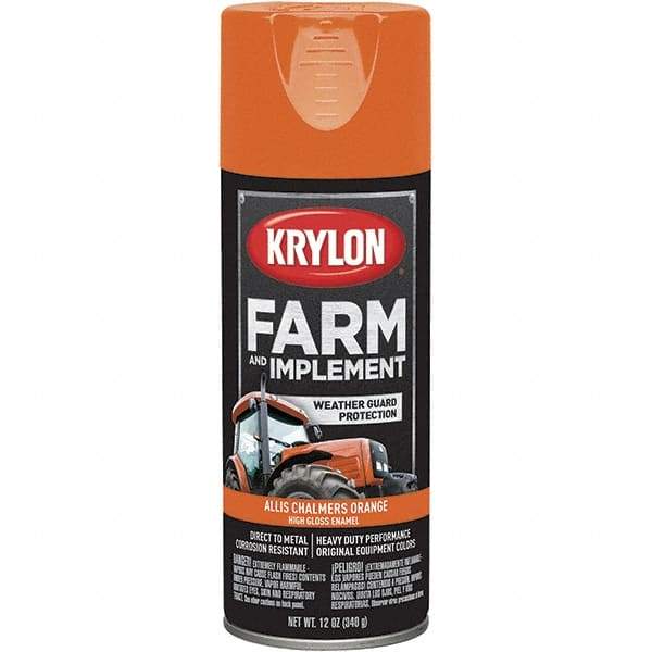 Krylon - Orange (Allis Chalmers), 12 oz Net Fill, Gloss, Farm & Equipment Spray Paint - 12 oz Container, Use on Equipment - USA Tool & Supply