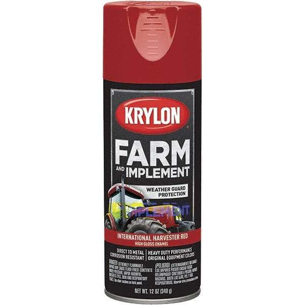 Krylon - Red (International Harvester), 12 oz Net Fill, Gloss, Farm & Equipment Spray Paint - 12 oz Container, Use on Equipment - USA Tool & Supply