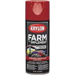 Krylon - Red (International Harvester), 12 oz Net Fill, Gloss, Farm & Equipment Spray Paint - 12 oz Container, Use on Equipment - USA Tool & Supply