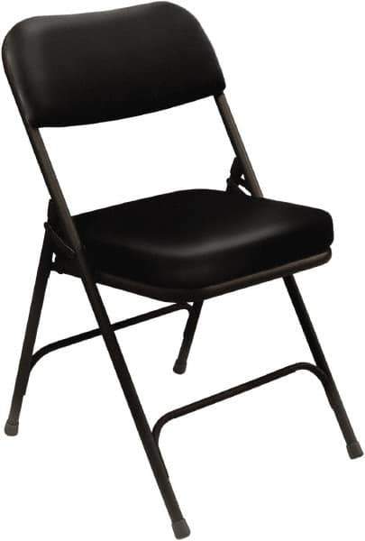 NPS - 18" Wide x 20-3/4" Deep x 32" High, Steel & Vinyl Folding Chair with Vinyl Padded Seat - Black - USA Tool & Supply