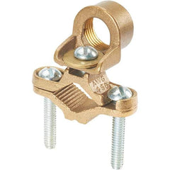 Panduit - 8 to 4 AWG Compatible Grounding Clamp - Bronze, 4-1/4" OAL - USA Tool & Supply