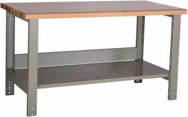 Rousseau Metal - 60 Wide x 30" Deep x 34" High, Laminated Hardwood Workbench - Fixed Legs - USA Tool & Supply