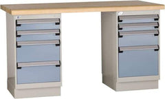 Rousseau Metal - 60 Wide x 30" Deep x 34" High, Laminated Hardwood Workbench - Fixed Legs - USA Tool & Supply