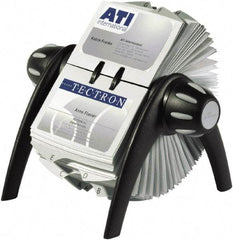 DURABLE - Black/Silver Open Rotary Business Card File - Plastic - USA Tool & Supply