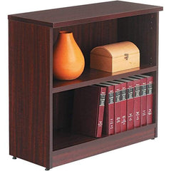 ALERA - 2 Shelf, 29-1/2" High x 31-3/4" Wide Bookcase - 14" Deep, Woodgrain Laminate, Mahogany - USA Tool & Supply