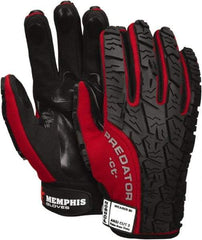 MCR Safety - Size XL (10), ANSI Cut Lvl 2, Leather Cut Resistant Gloves - 9.85" Long, Hook & Loop Cuff, Red/Black, Paired - USA Tool & Supply