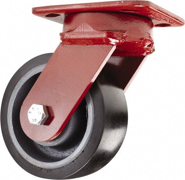 Hamilton - 5" Diam x 2" Wide x 6-1/2" OAH Top Plate Mount Swivel Caster - Polyurethane, 1,360 Lb Capacity, Sealed Precision Ball Bearing, 4 x 5" Plate - USA Tool & Supply