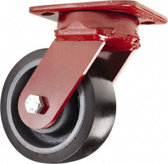 Hamilton - 5" Diam x 2" Wide x 6-1/2" OAH Top Plate Mount Swivel Caster - Polyurethane, 1,360 Lb Capacity, Sealed Precision Ball Bearing, 4 x 5" Plate - USA Tool & Supply