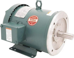 Leeson - 3 Max hp, 1,800 Max RPM, Premium Efficient Electric AC DC Motor - 230/460 V Input, Three Phase, 182TC Frame, C-Face with Base Mount, TEFC Enclosure - USA Tool & Supply