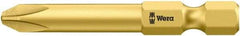 Wera - #3, Hex Drive Phillips Power Screwdriver Bit - 1/4" Drive, 2" OAL - USA Tool & Supply