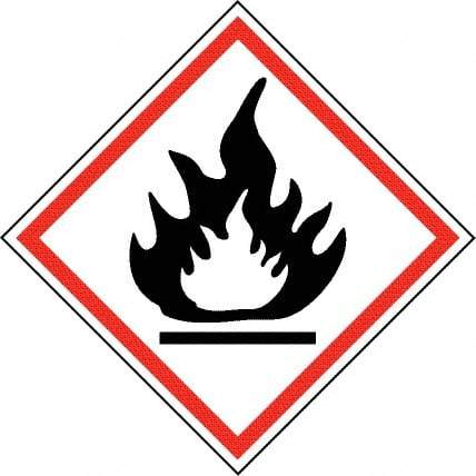 NMC - Hazardous Materials Label, Header: Flammable Warning - Legend: GHS - Graphic, English, Black & Red, 2" Long x 2" High, No Coating - USA Tool & Supply