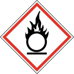 NMC - Hazardous Materials Label, Header: Oxidizer Warning - Legend: GHS - Graphic, English, Black & Red, 2" Long x 2" High, No Coating - USA Tool & Supply