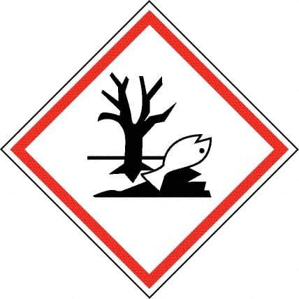 NMC - Hazardous Materials Label, Header: Dangerous for Environment Warning - Legend: GHS - Graphic, English, Black & Red, 2" Long x 2" High, No Coating - USA Tool & Supply