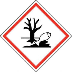 NMC - Hazardous Materials Label, Header: Dangerous for Environment Warning - Legend: GHS - Graphic, English, Black & Red, 2" Long x 2" High, No Coating - USA Tool & Supply