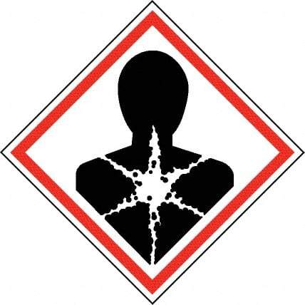 NMC - Hazardous Materials Label, Header: Health Hazard - Legend: GHS - Graphic, English, Black & Red, 2" Long x 2" High, No Coating - USA Tool & Supply