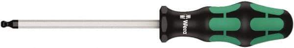 Wera - 7/32" Hex Ball End Driver - 4" Bade Length, Ergonomic Cushion Grip Handle, 205mm OAL - USA Tool & Supply
