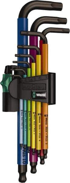 Wera - 9 Piece L-Key Hex Key Set - Hex Range 1.5 to 10mm - USA Tool & Supply