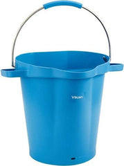 Vikan - 5 Gal, 18" High, Polypropylene Round Blue Single Pail with Pour Spout - Handle Included, 15.4mm Top Length x 18.9" Top Width x 18.9" Top Diam - USA Tool & Supply