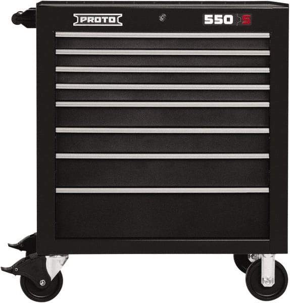 Proto - 8 Drawer 15,134 Lb Capacity Steel Tool Roller Cabinet - 34" Wide x 41" High x 25-1/4" Deep, Ball Bearing Drawer Slides, Black - USA Tool & Supply