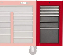 Proto - 6 Drawer Red/Gray Side Cabinet - 19" Wide x 34" High x 25" Deep, Use with 502 Series Box - USA Tool & Supply