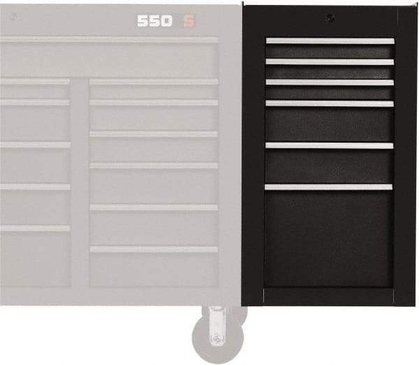 Proto - 6 Drawer Black Side Cabinet - 19" Wide x 34" High x 25" Deep, Use with 500 Series Box - USA Tool & Supply