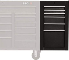 Proto - 6 Drawer Black Side Cabinet - 19" Wide x 34" High x 25" Deep, Use with 500 Series Box - USA Tool & Supply