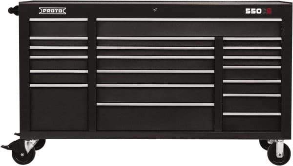 Proto - 20 Drawer Mobile Workstation - 67" Wide x 25-1/4" Deep x 41" High, Steel, Dual Black - USA Tool & Supply