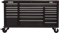 Proto - 20 Drawer Mobile Workstation - 67" Wide x 25-1/4" Deep x 41" High, Steel, Dual Black - USA Tool & Supply