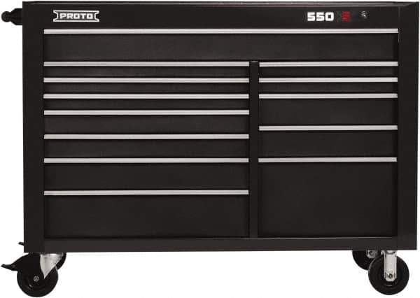 Proto - 13 Drawer Mobile Workstation - 57" Wide x 25-1/4" Deep x 43" High, Steel, Dual Black - USA Tool & Supply