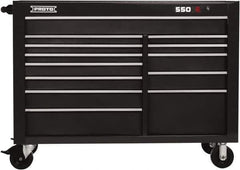 Proto - 13 Drawer Mobile Workstation - 57" Wide x 25-1/4" Deep x 43" High, Steel, Dual Black - USA Tool & Supply