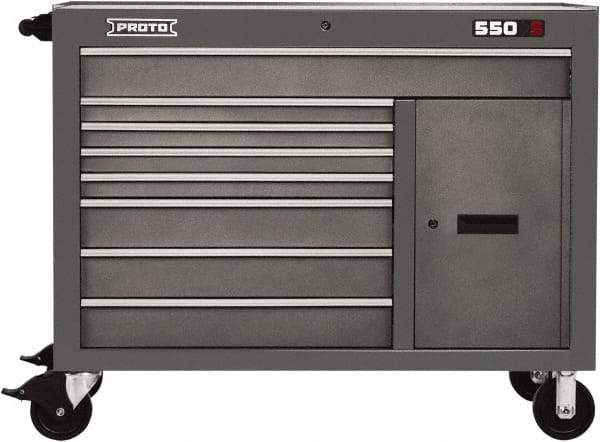 Proto - 1 Shelf, 8 Drawer, 1 Door Mobile Workstation - 50" Wide x 25-1/4" Deep x 41" High, Steel, Dual Gray - USA Tool & Supply