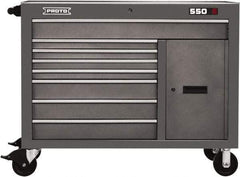 Proto - 1 Shelf, 8 Drawer, 1 Door Mobile Workstation - 50" Wide x 25-1/4" Deep x 41" High, Steel, Dual Gray - USA Tool & Supply