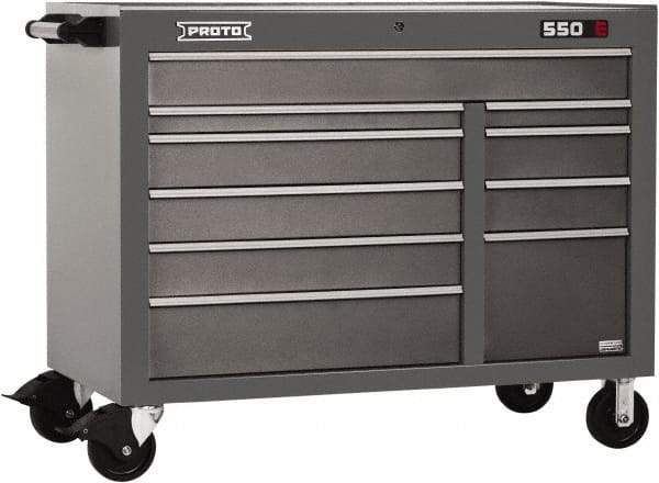 Proto - 10 Drawer Mobile Workstation - 50" Wide x 25-1/4" Deep x 41" High, Steel, Dual Black - USA Tool & Supply