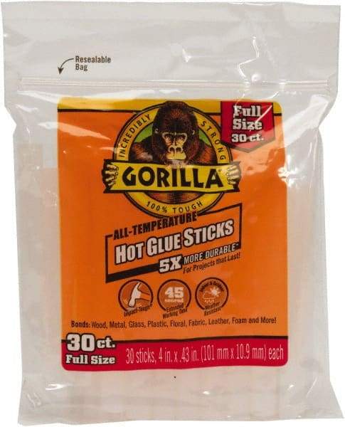 Gorilla Glue - 0.43" Diam, 4" Long, Clear, Hot Melt, Low Melt Glue Stick - USA Tool & Supply