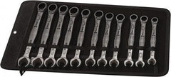 Wera - 11 Piece, 8mm to 19mm, Combination Wrench Set - Metric Measurement Standard, Chrome Vanadium Finish, Comes in Canvas Tool Holster - USA Tool & Supply