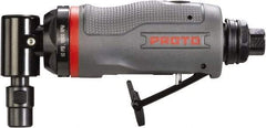 Proto - 1/4" Collet, Angle Handle, Angle Air Die Grinder - 18,500 RPM, Rear Exhaust, 4 CFM, 0.5 hp, 90 psi, 1/4" Inlet - USA Tool & Supply