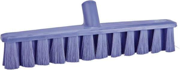 Vikan - 15.25" Fine Particle Polyester Push Broom - 1-7/8" Bristle Length, Plastic Block, European Threaded Handle Connection, Handle Sold Separately - USA Tool & Supply