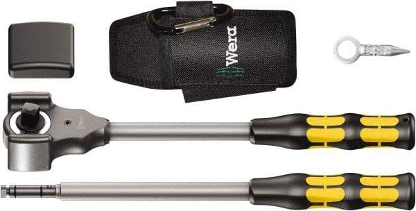 Wera - 1/2" Drive Square Head Ratchet Set - Nickel-Plated Finish, 13-27/64" OAL, 32 Gear Teeth - USA Tool & Supply