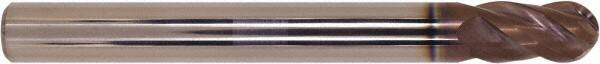 Millstar - 10mm Diam, 20mm LOC, 4 Flute Solid Carbide Ball End Mill - HSN Finish, Single End, 100mm OAL, 10mm Shank Diam - USA Tool & Supply