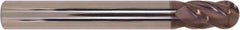 Millstar - 1/2" Diam, 1" LOC, 4 Flute Solid Carbide Ball End Mill - HSN Finish, Single End, 4" OAL, 1/2" Shank Diam - USA Tool & Supply