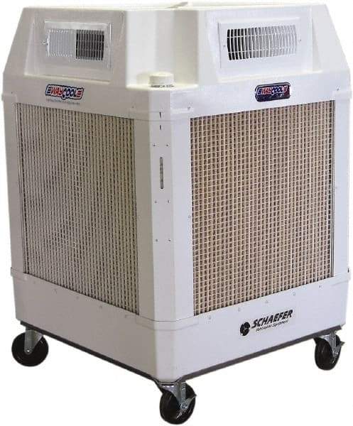 Schaefer Ventilation Equipment - 24 Gal Capacity, 1 hp, 2,460 & 1,660 CFM Evaporative Cooler - 13.7 Amp Rating, 115 Volts, 2 Speed - USA Tool & Supply