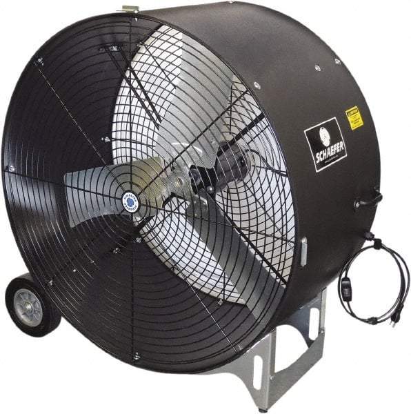 Schaefer Ventilation Equipment - 42" Blade, 3/4 hp, 10,900 & 16,600 CFM, Industrial Circulation Fan - Portable with Wheels, 2 Speed - USA Tool & Supply