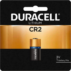 Duracell - Size CR2, Lithium, 1 Pack, Button & Coin Cell Battery - 3 Volts, Button Tab Terminal, CR17355, ANSI 5046LC Regulated - USA Tool & Supply