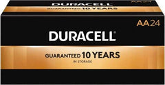 Duracell - Size AA, Alkaline, 24 Pack, Standard Battery - 1.5 Volts, Button Tab Terminal, LR6, ANSI 15A Regulated - USA Tool & Supply