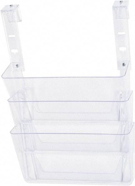 Deflect-o - 13" Wide x 4" Deep x 20" High, 3 Compartments, Plastic Hanging File Folder Racks-Plastic - Clear, 12-3/4" Compartment Width x 3-3/4" Compartment Depth x 6-3/4" Compartment Height - USA Tool & Supply