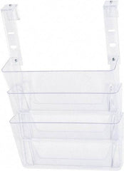 Deflect-o - 13" Wide x 4" Deep x 20" High, 3 Compartments, Plastic Hanging File Folder Racks-Plastic - Clear, 12-3/4" Compartment Width x 3-3/4" Compartment Depth x 6-3/4" Compartment Height - USA Tool & Supply