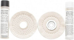 Value Collection - 4" Diam Loose Sewn, Cushion Sewn Buffing Wheel Set - 1/2" Arbor Hole - USA Tool & Supply