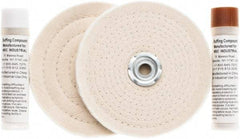 Value Collection - 6" Diam Cushion Sewn, Spiral Sewn Buffing Wheel Set - 1/2 & 7/8" Arbor Hole - USA Tool & Supply